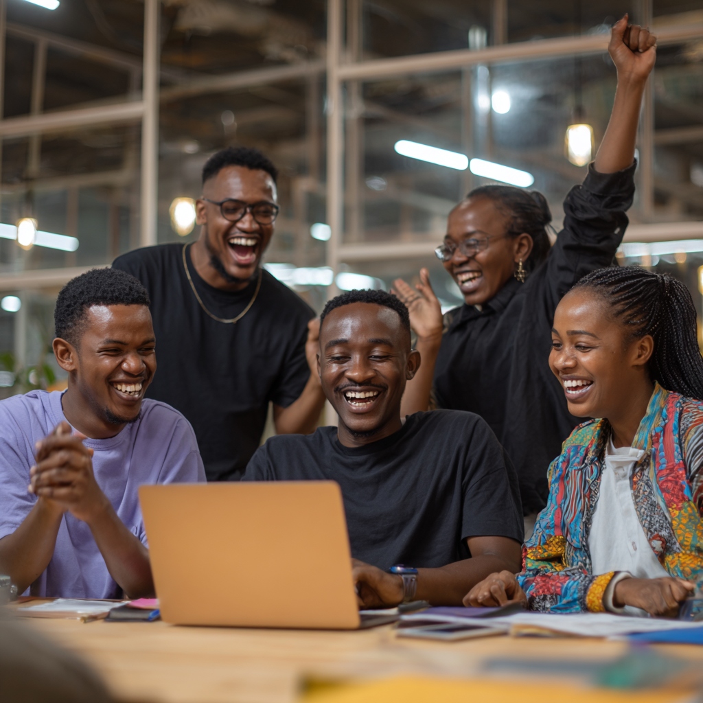 Group of diverse young apprentices in a training workshop